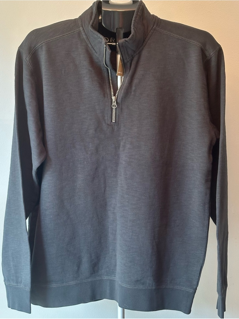 NWT Orvis Men's 100% Cotton Quarter Zip Pullover Sweater Charcoal Grey Medium